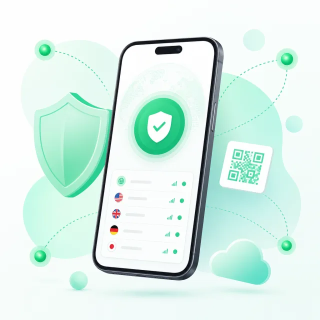 Illustration of a secure v2rayNG Android connection